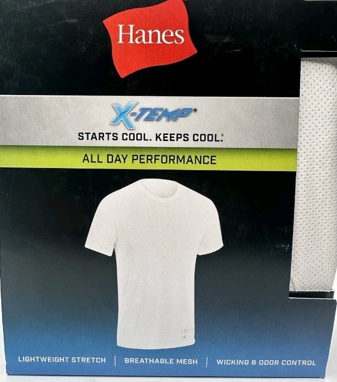 Hanes Men’s X-Temp All Day Breathable Mesh Crewneck Undershirts 3-Pack XL