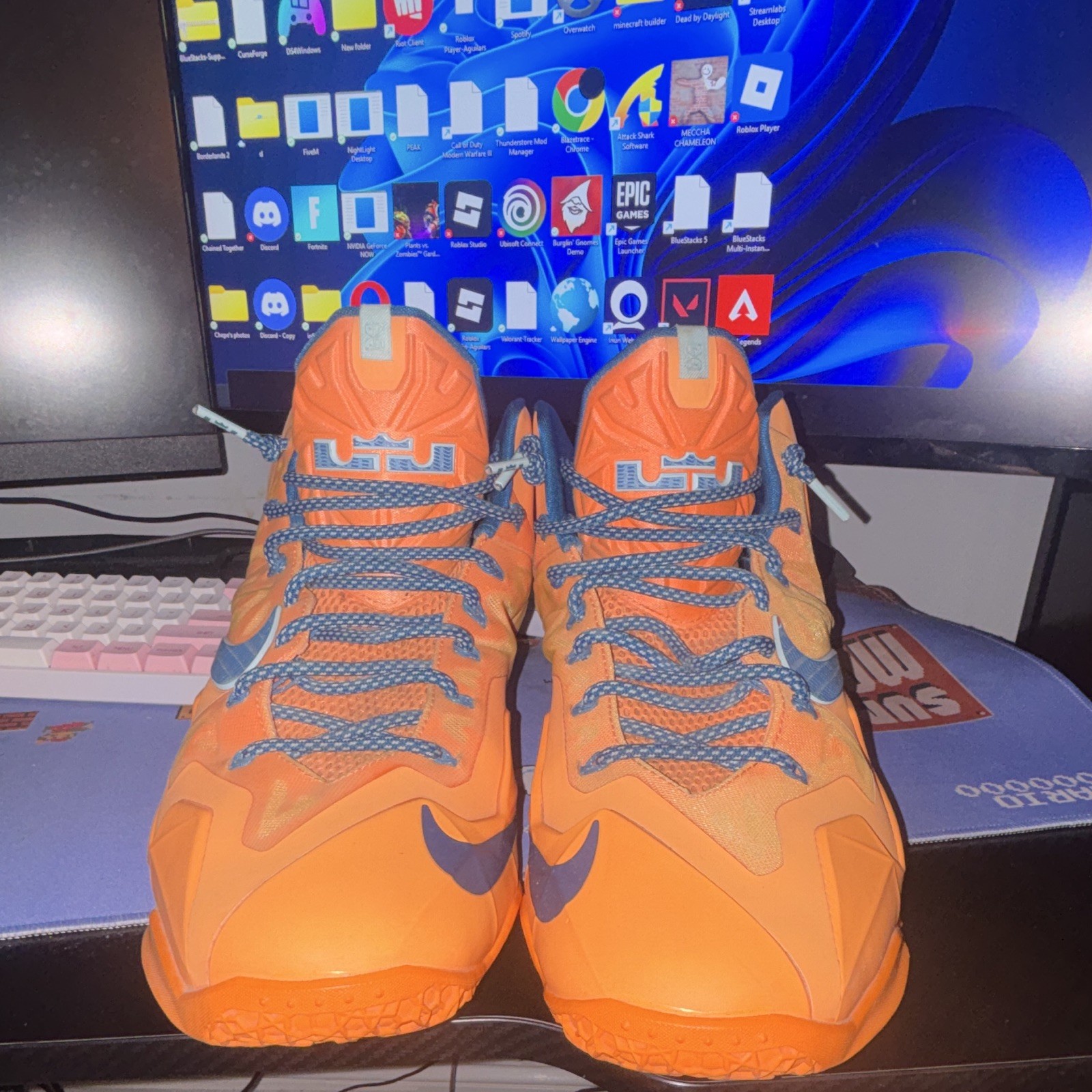 Nike LeBron 11 Signed High Top Basketball Sneakers Atomic Orange 616175-800