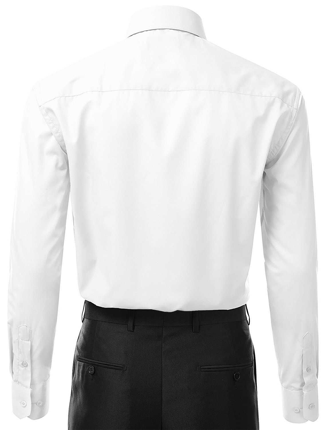 Berlioni Italy Men’s Premium French Convertible Cuff Solid Dress Shirt White