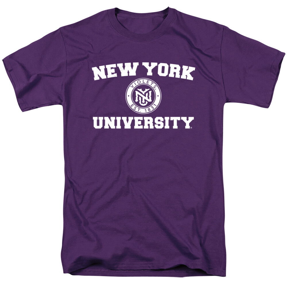 New York University Adult T-Shirt Circle Logo, Purple, S-4XL