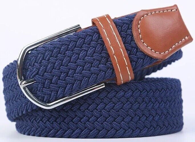 Mens Womens Belt Unisex Elastic Stretch Braided Fabric Enduring Woven Diff Sizes