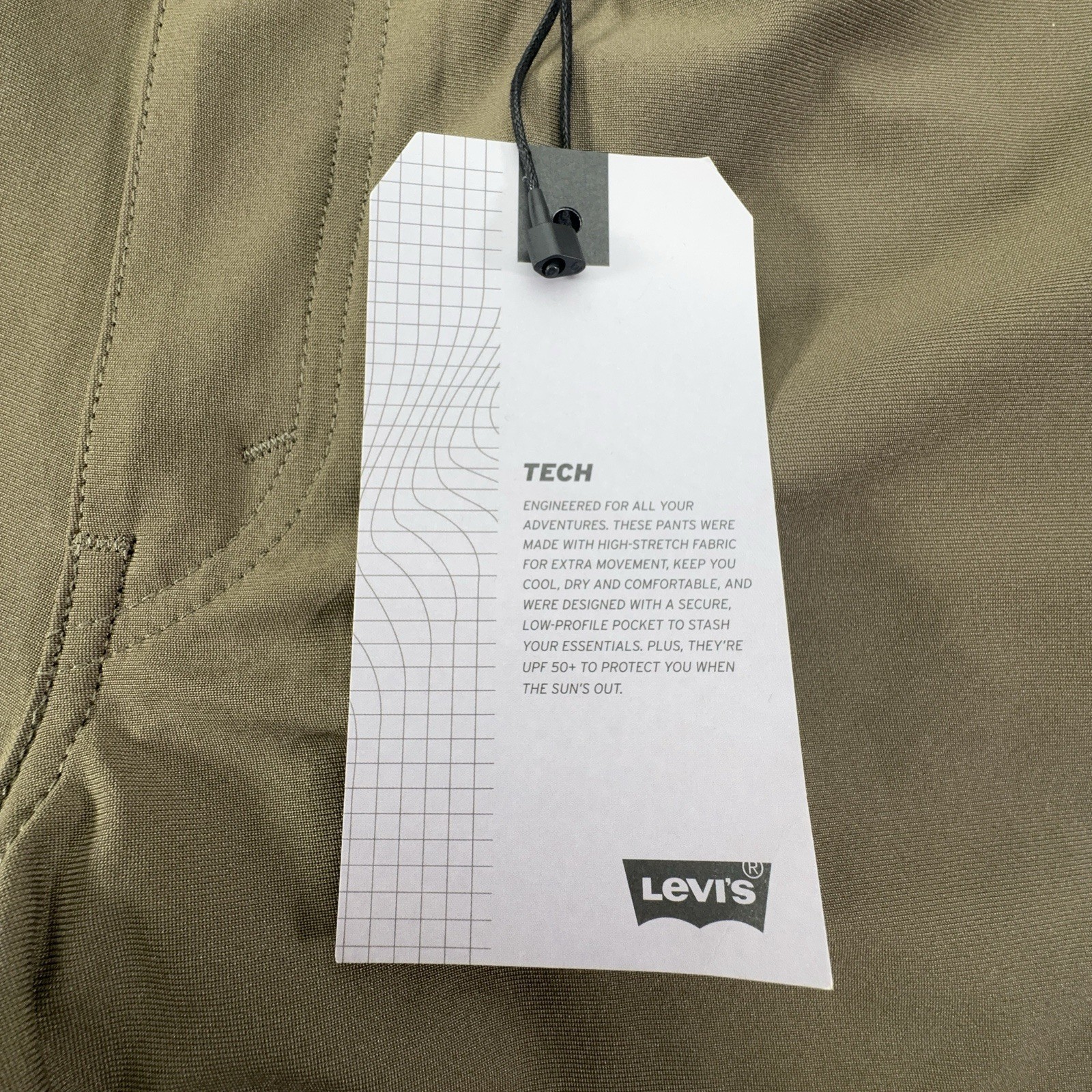 Levi’s 514 Tech Olive Green High Stretch Pants 34×32 Cooling NWT