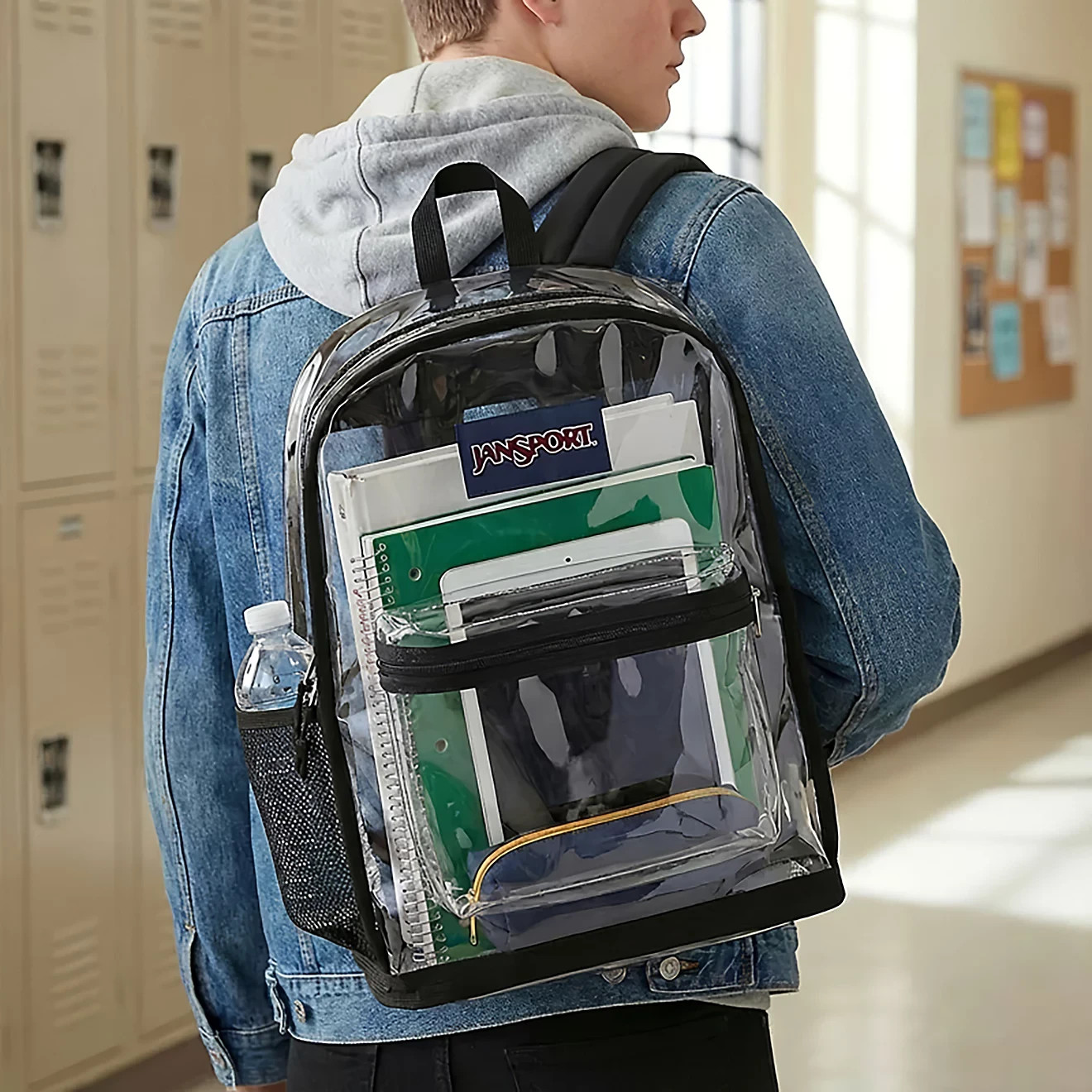 JanSport 25L Clear Backpack Transparent Bookbag School Travel Stadium Bag