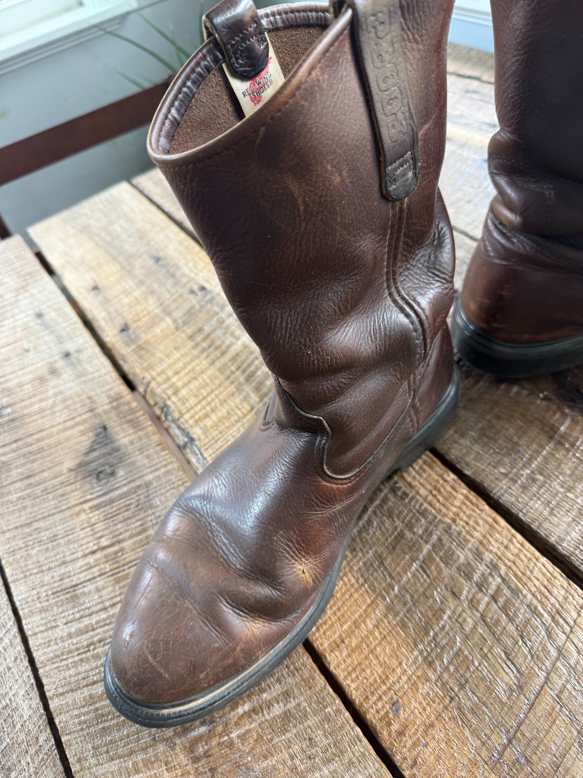 Red Wing Pecos 4470 Brown Leather Steel Toe Boots Men’s Size 11 EE Pull On Shoes