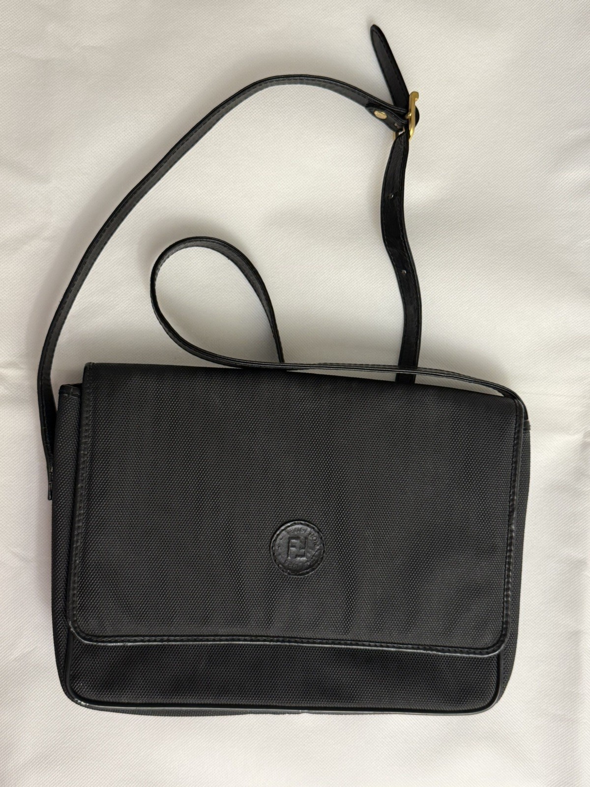 Vintage Fendi S.A.S. Crossbody Bag |Black Textured Leather, Made In Italy
