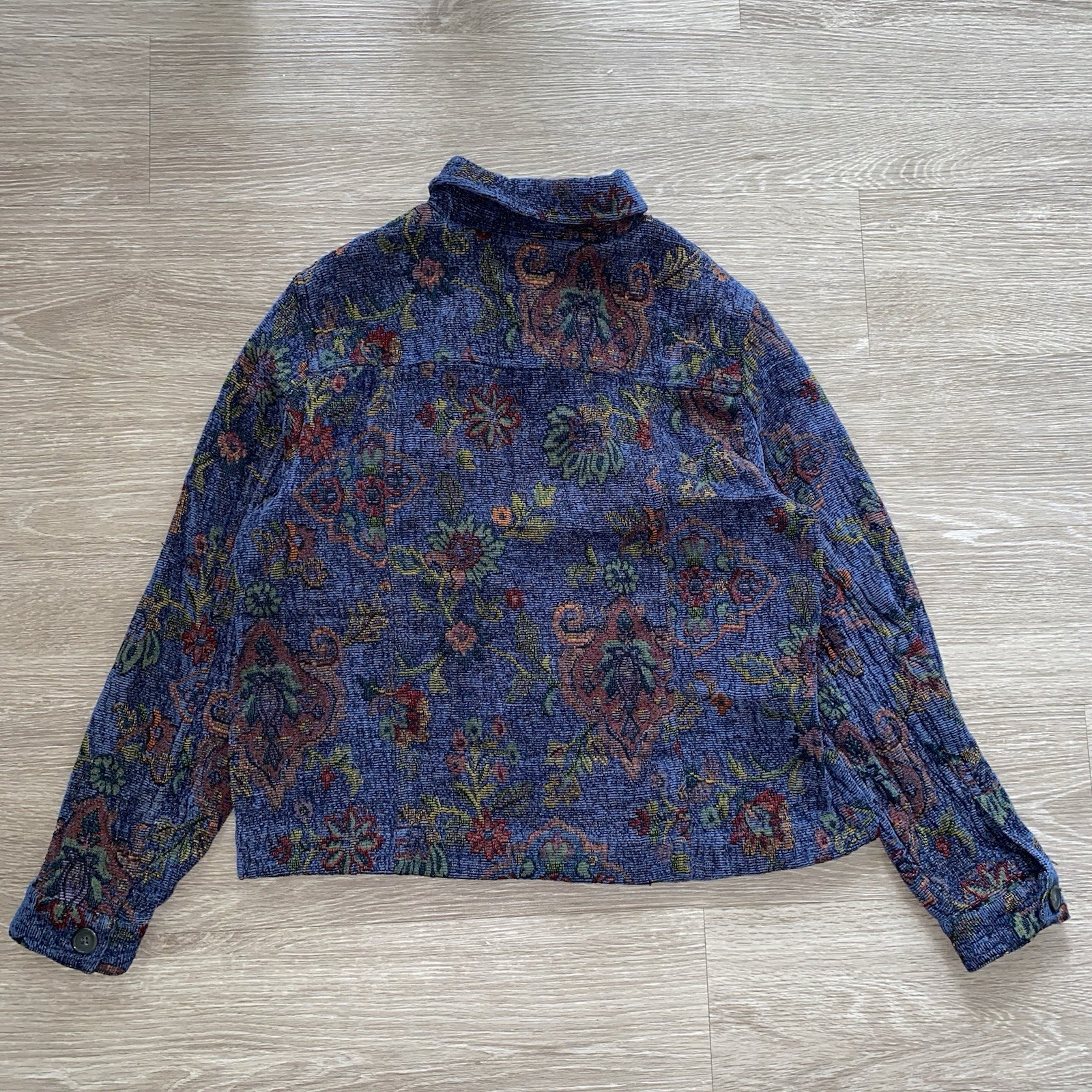 Vintage Coldwater Creek Floral Tapestry Jacket Women’s Petite L Boho Art To Wear