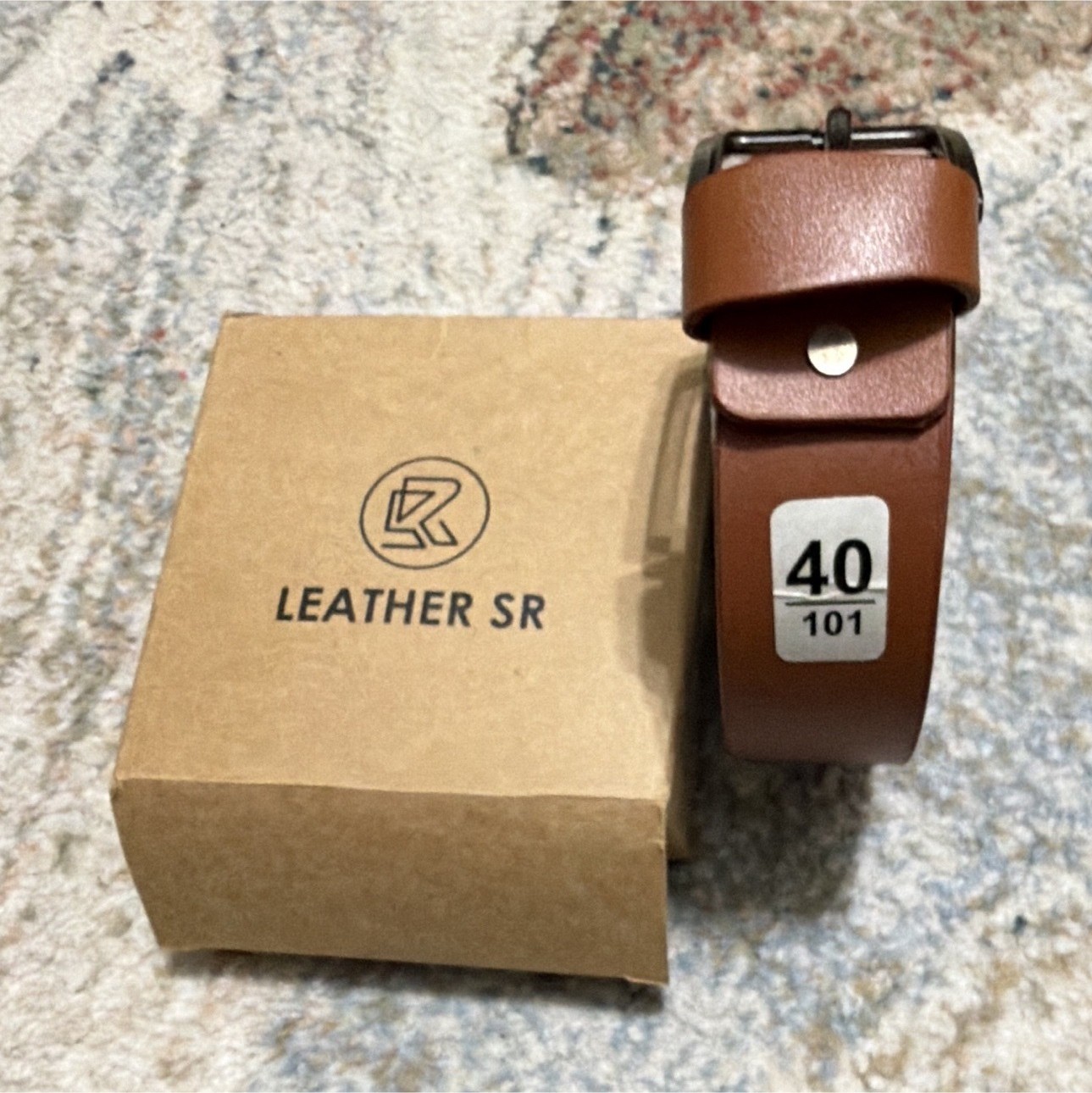 LEATHER SR Men’s Brown Belt Size 40 Solid Adjustable Buckle 1.5 in