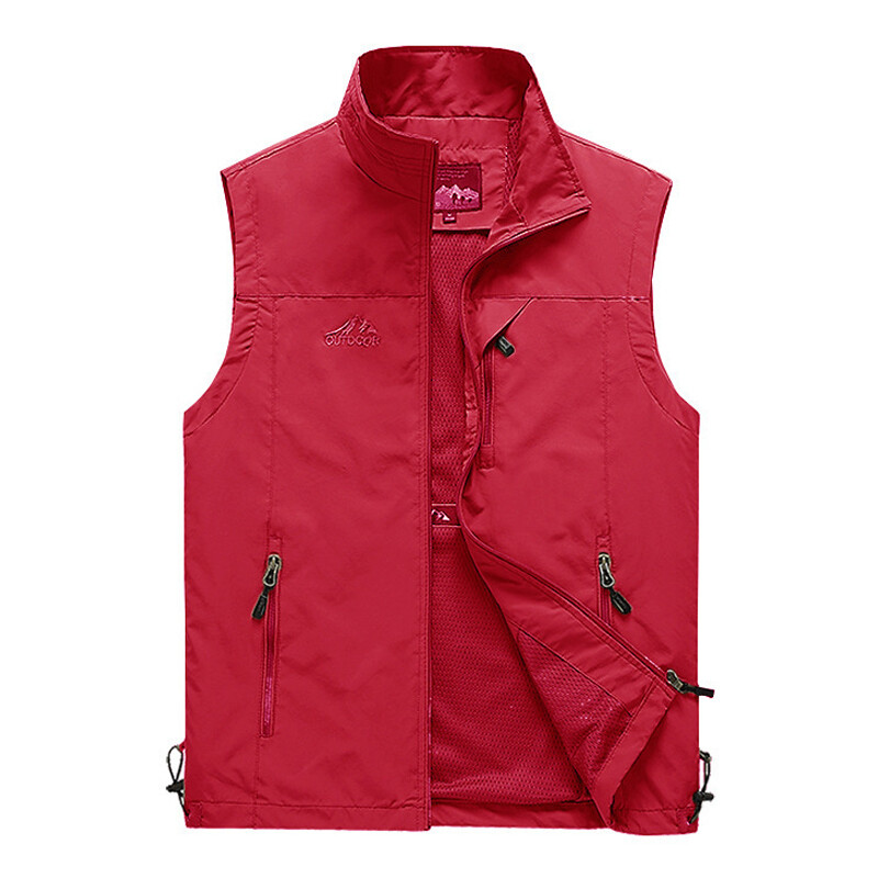 S-7XL Mens Pockets Zipper Vest Men Sleeveless Sport Tops Mesh Lining Waistcoat