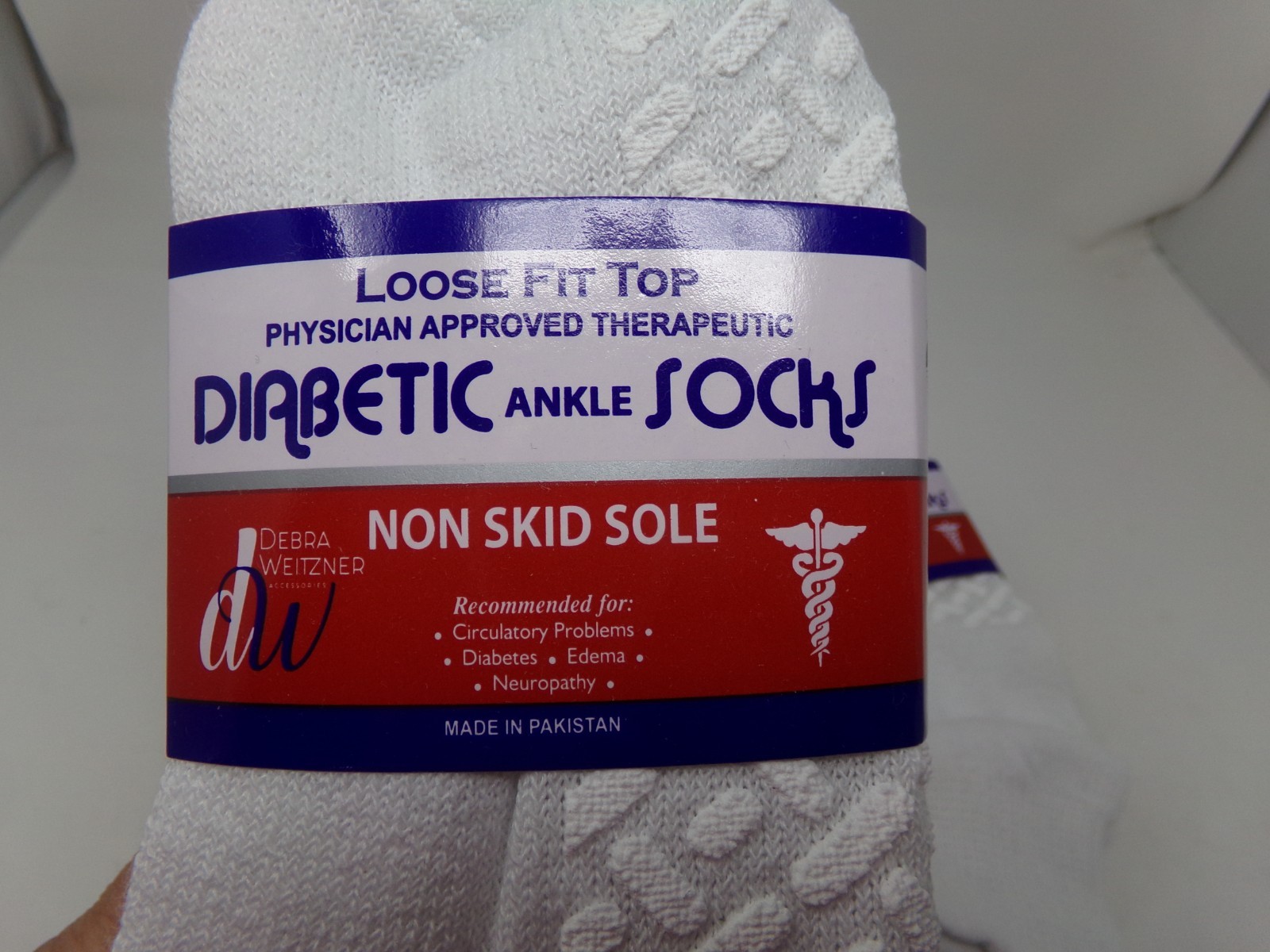 6 Pair Debra Weitzner NON SKID SOLE Diabetic Crew Socks Loose Fit-Size M 9-11