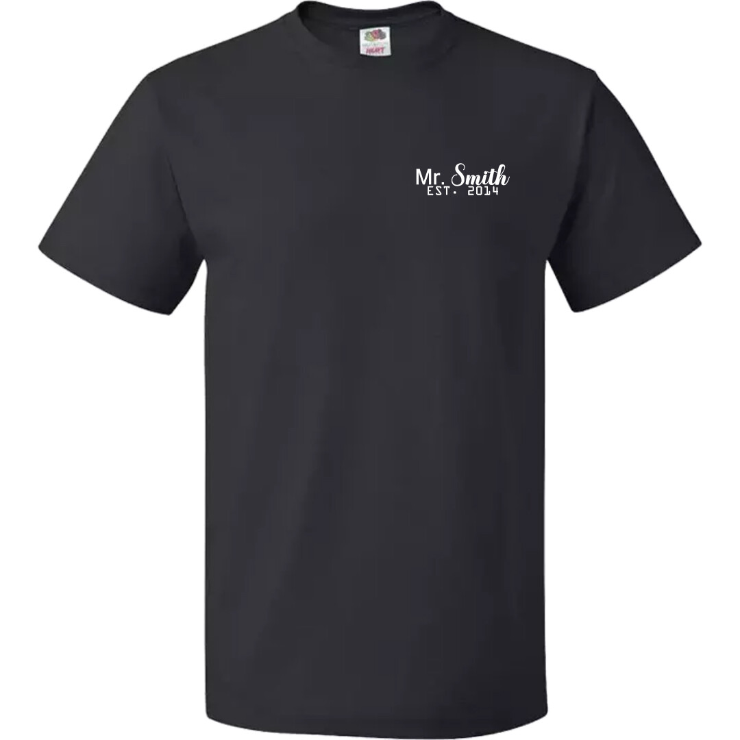 Mr. Surname Year Customise Men`s T-shirt Wedding Anniversary Shirts Tops Gift