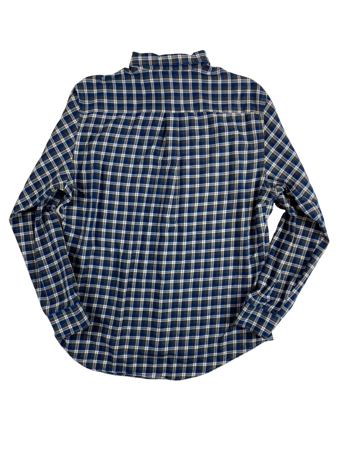 Van Heusen Men’s Large Blue White Gray Plaid Long Sleeve Button-Down Streetwear