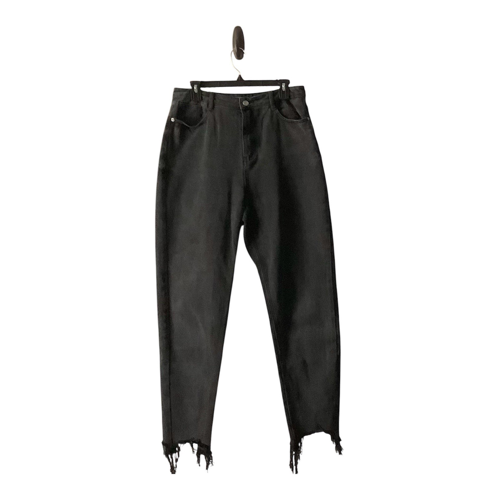 Misguided High-Waisted Relaxed Straight leg Faded Black Denim Jeans Size 10 US