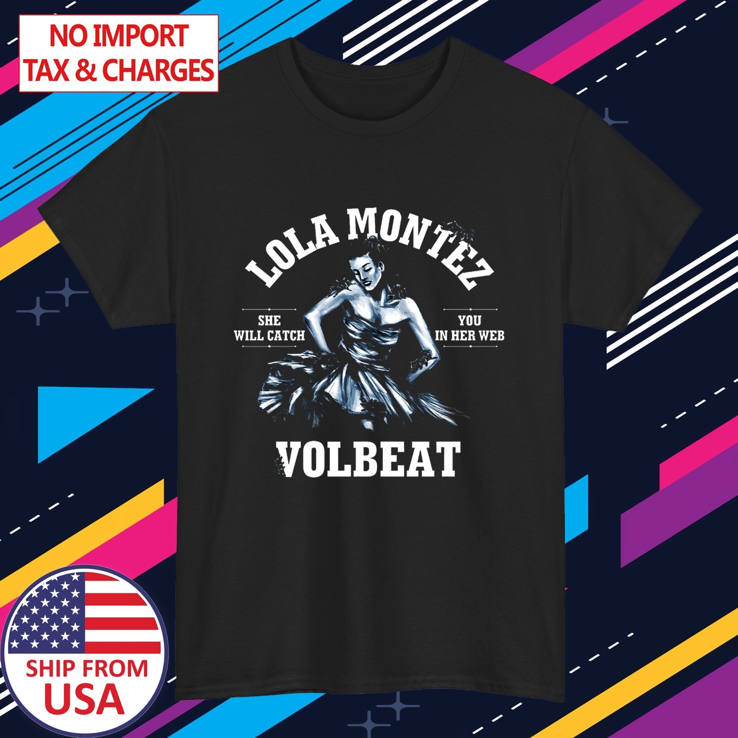 Volbeat Lola Montez Men’s Black Size S-5XL