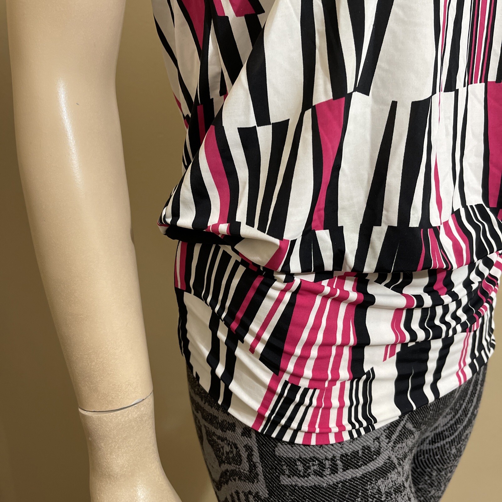 Women’s White Multicolour Polyester Casual Open Summer Stretch Size M Blouse Top