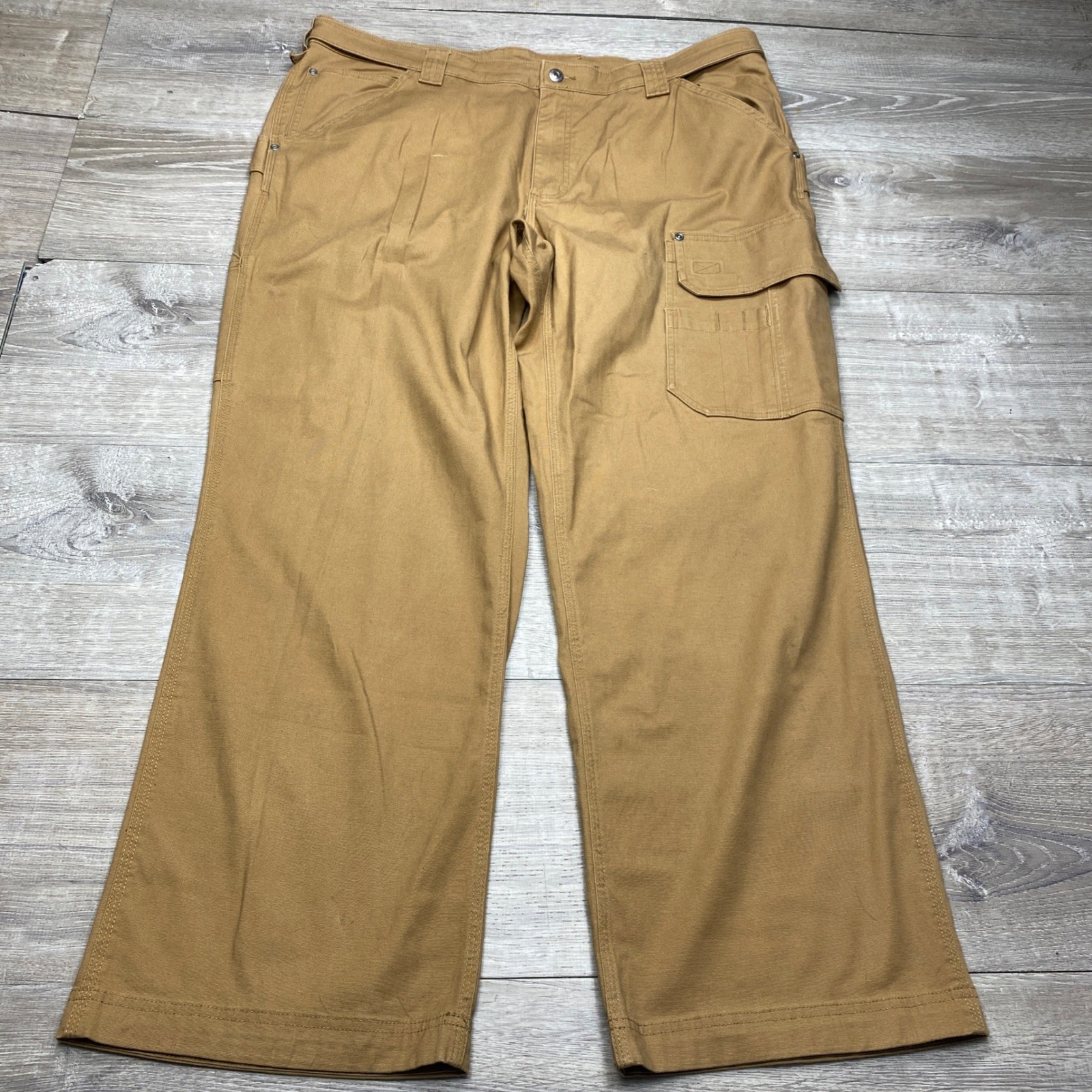 Duluth Trading Co Men 42×32 Coolmax Flex Firehose Cargo Pants Brown Cotton Blend