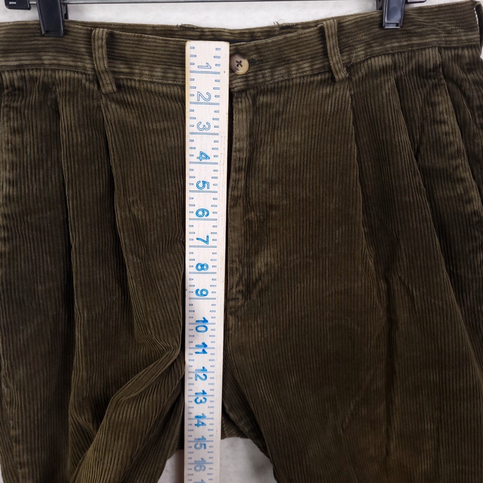 Gap Corduroy Pants Mens Relaxed Fit Pleated Olive 36×34 Fit 34×32 cuffed