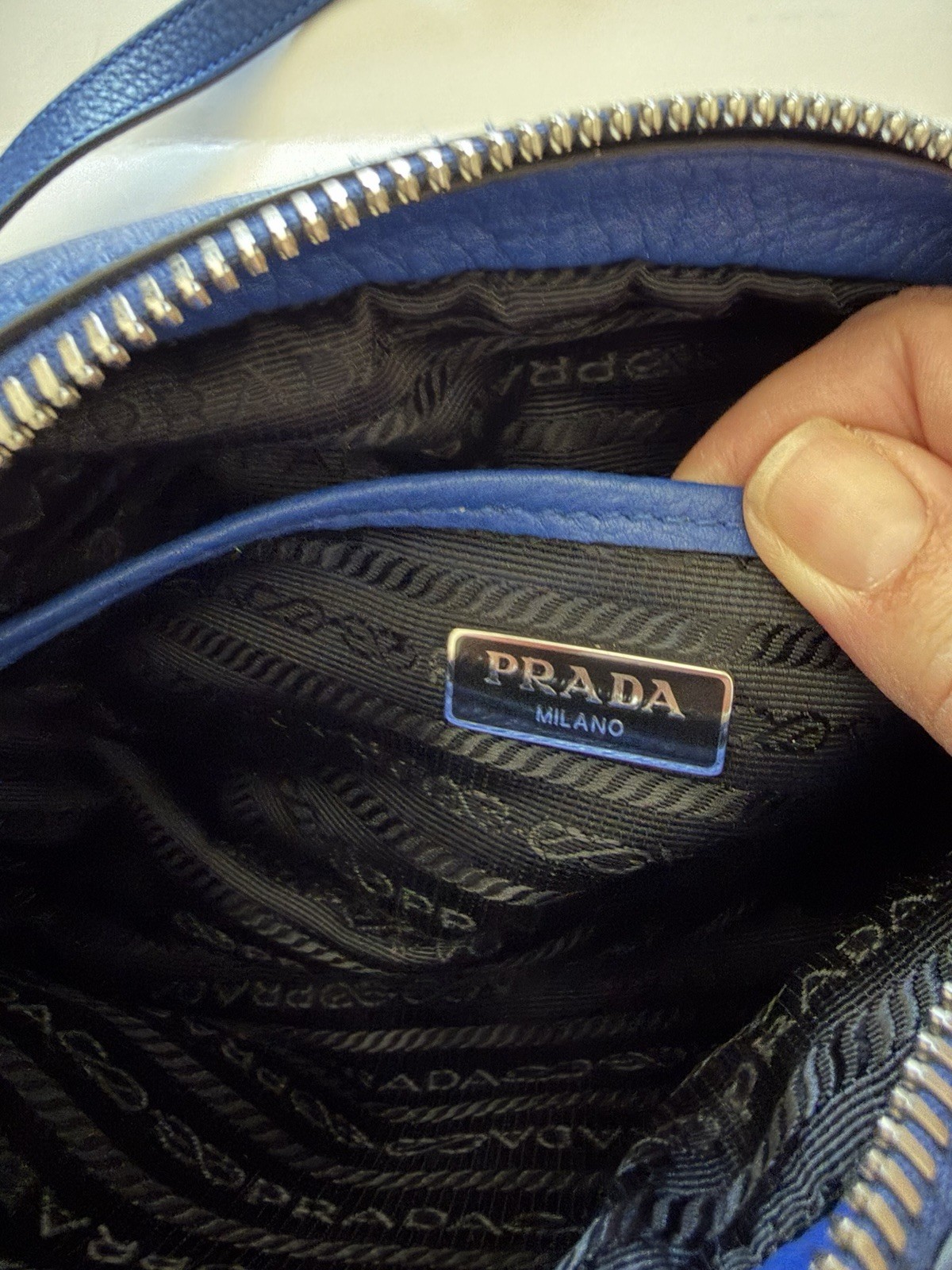 Prada Royal Blue Vitello Daino Small Camera Crossbody Bag