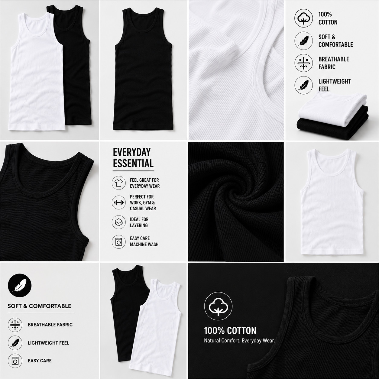 4XL-5XL Men’s A-Shirt 6 Pack Lot Tank Top Cotton Wife Beater Ribbed Undershirt