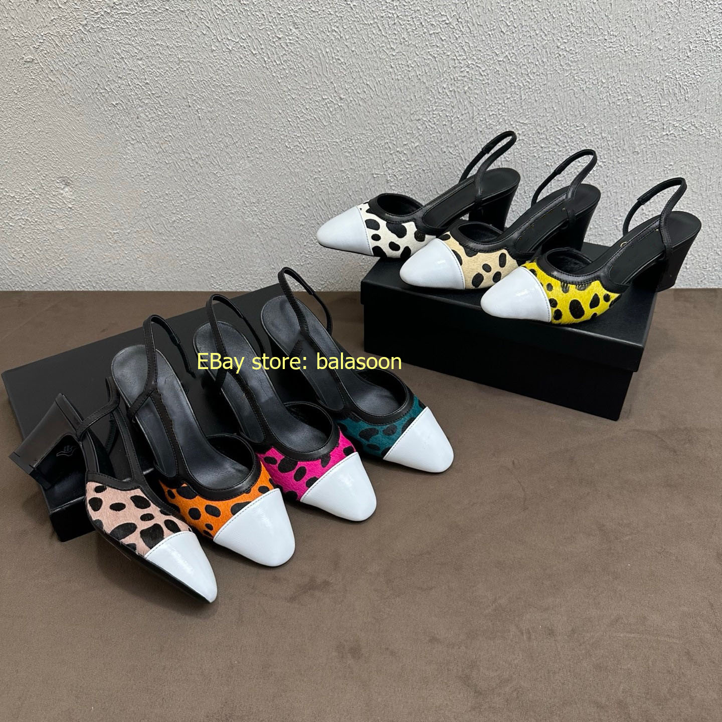 Spring Summer 2026 Genuine Leather Spliced Leopard Single Shoes Multi-Style35-43