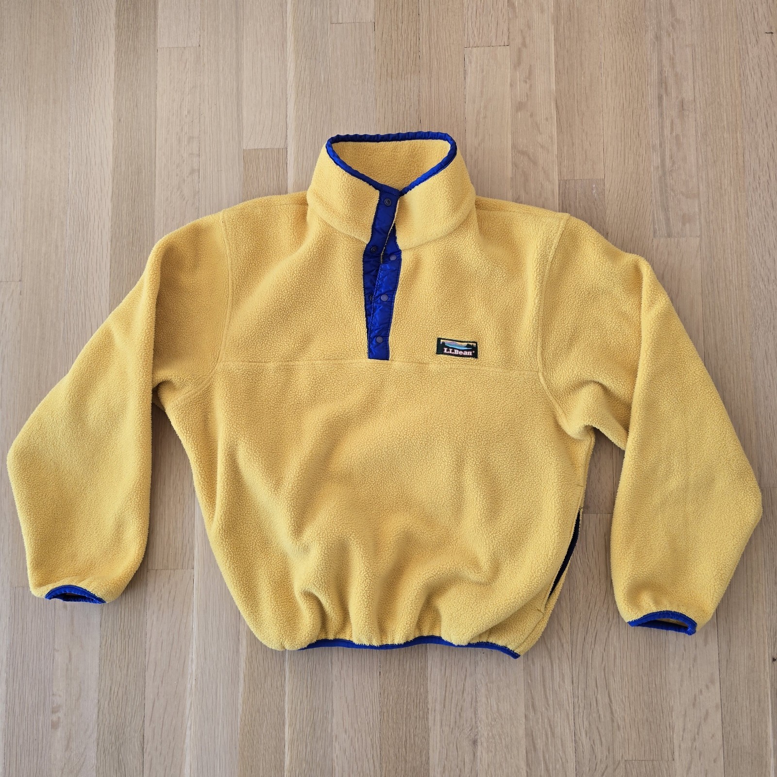 Vintage L.L.Bean Freeport Maine Men’s Small Yellow Snap-Neck Fleece Jacket