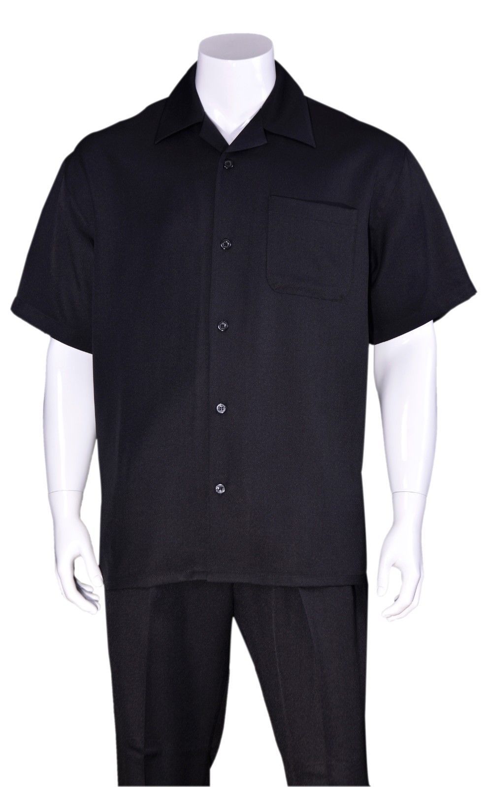 Men’s summer 2-pc walking suit (short sleeve shirt and pants), Solid color #2954