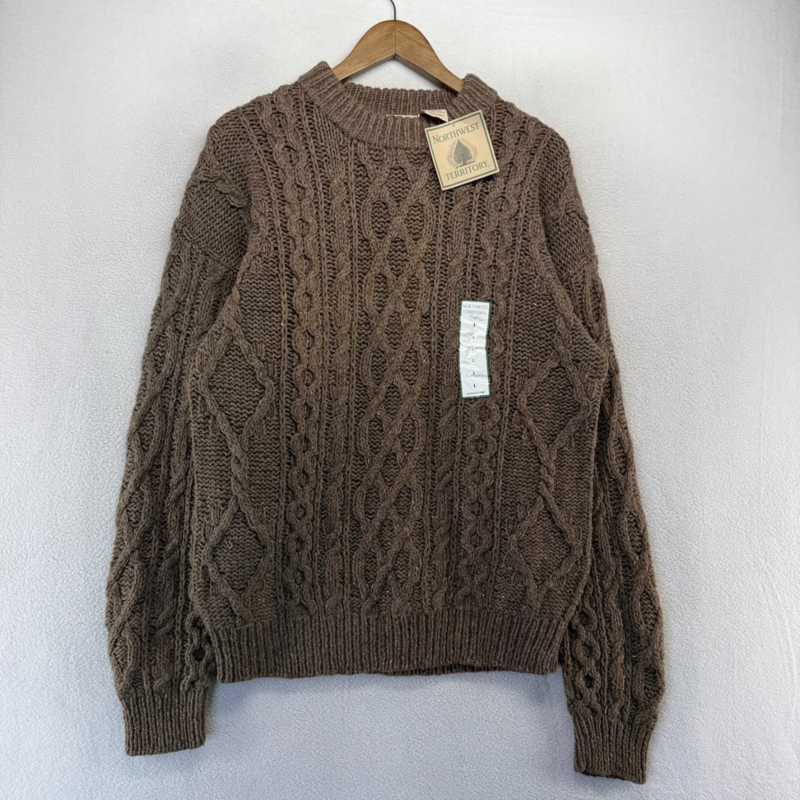 Vintage Northwest Territory Sweater Men’s Large Brown Fisherman Wool Ramie NEW