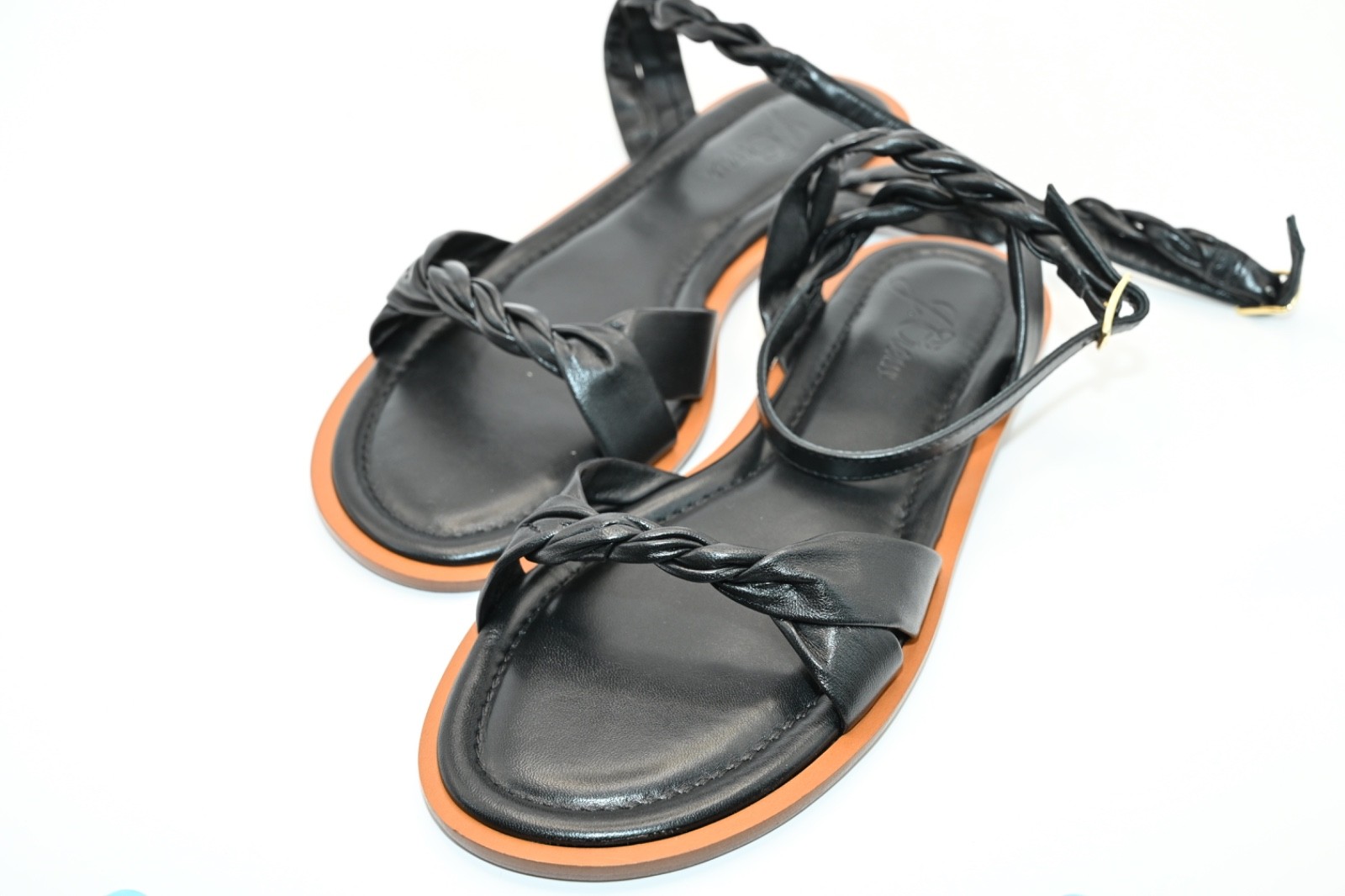 J.CREW WOMEN SIZE 8 BLACK SANDAL TWIST STRAP NEW WITH BOX