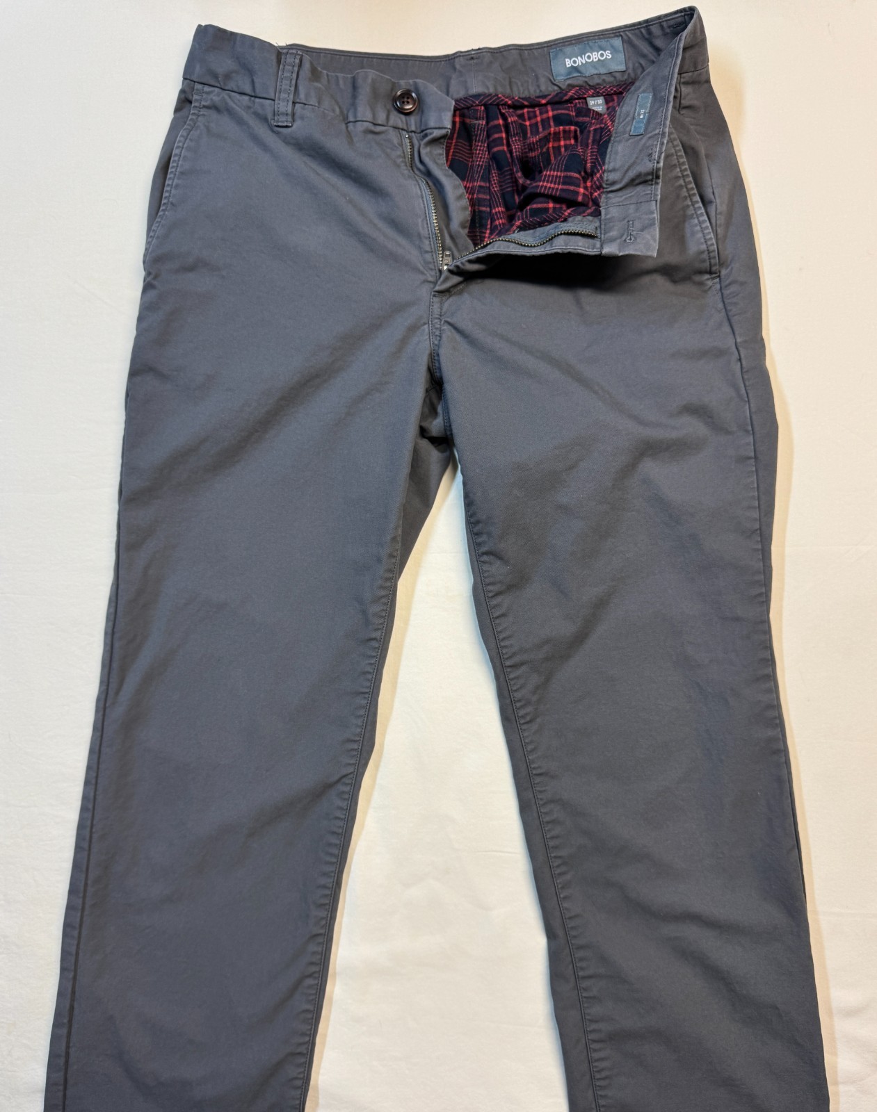 Bonobos Flannel Lined Chinos Grey – Mens 29 x 30 Slim Straight – free shipping