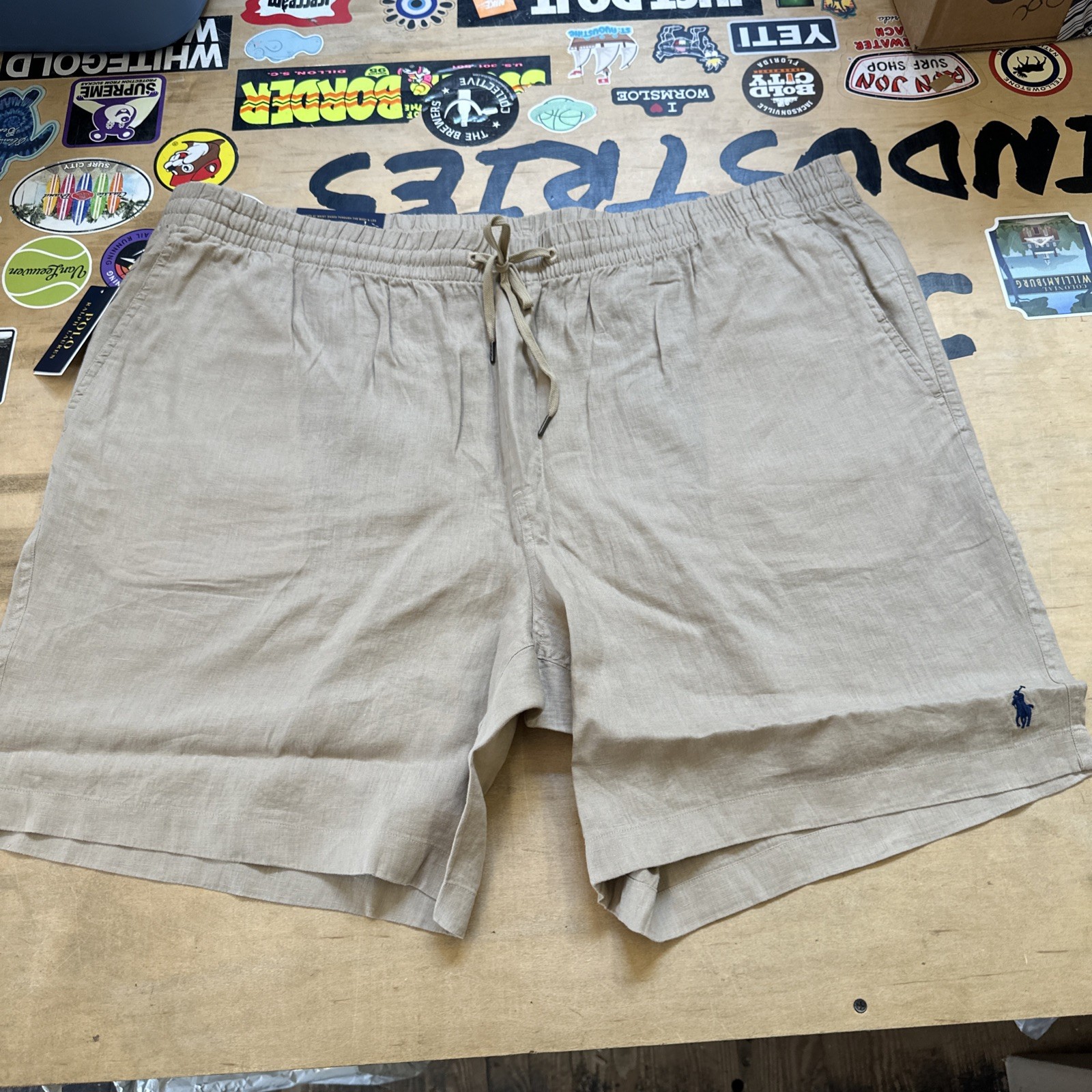 Polo Ralph Lauren Classic Fit Shorts Big & Tall Size 4XB NWT BEIGE Stretch Linen