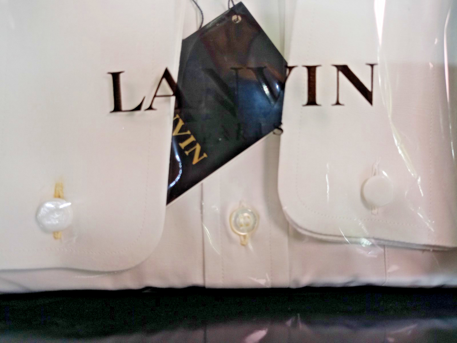 VTG Lanvin Paris White Swiss Cotton Dress Shirt XL Japan French Cuff NOS Box