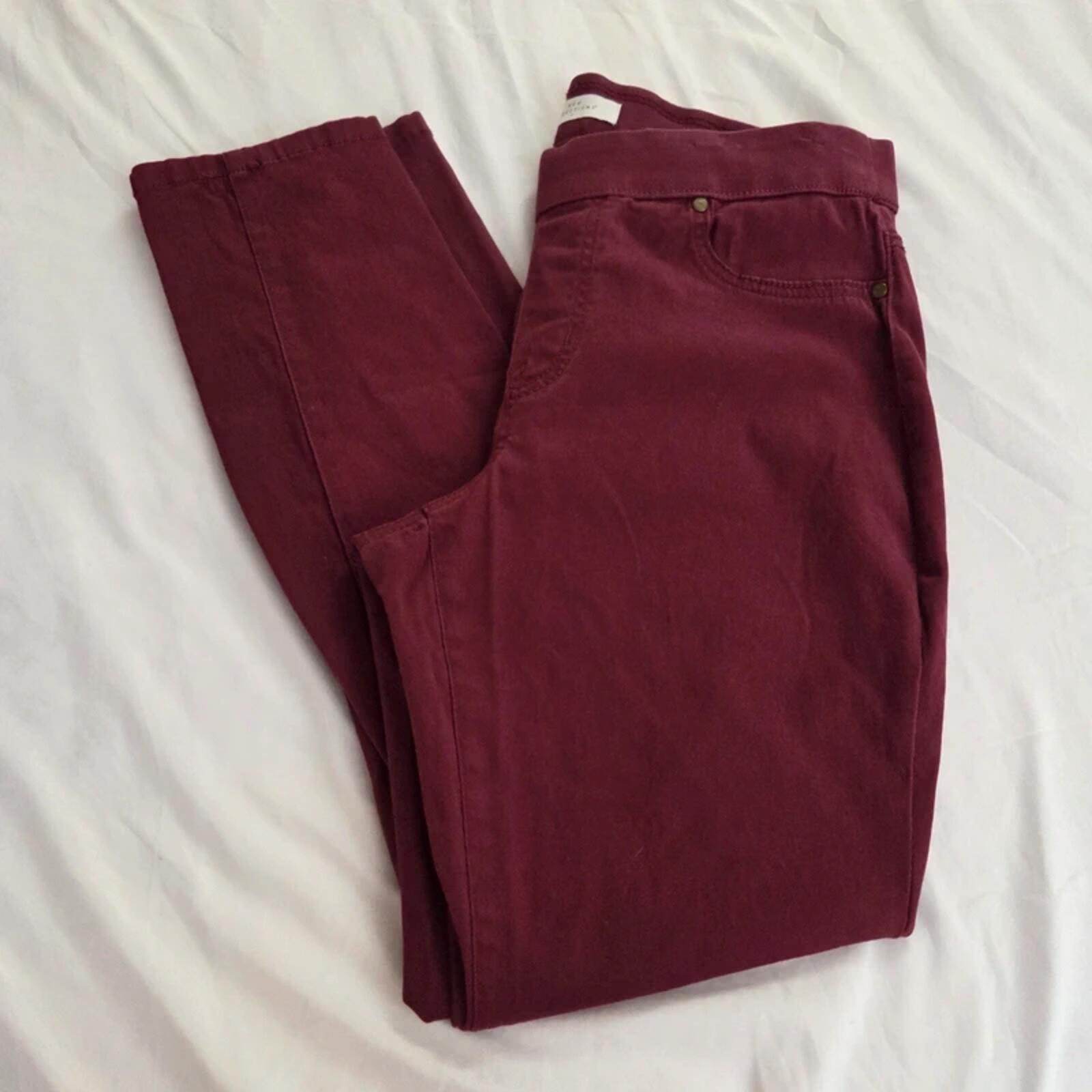 New Directions Pull On Pants Size 10R Burgundy Wine Stretch Career
