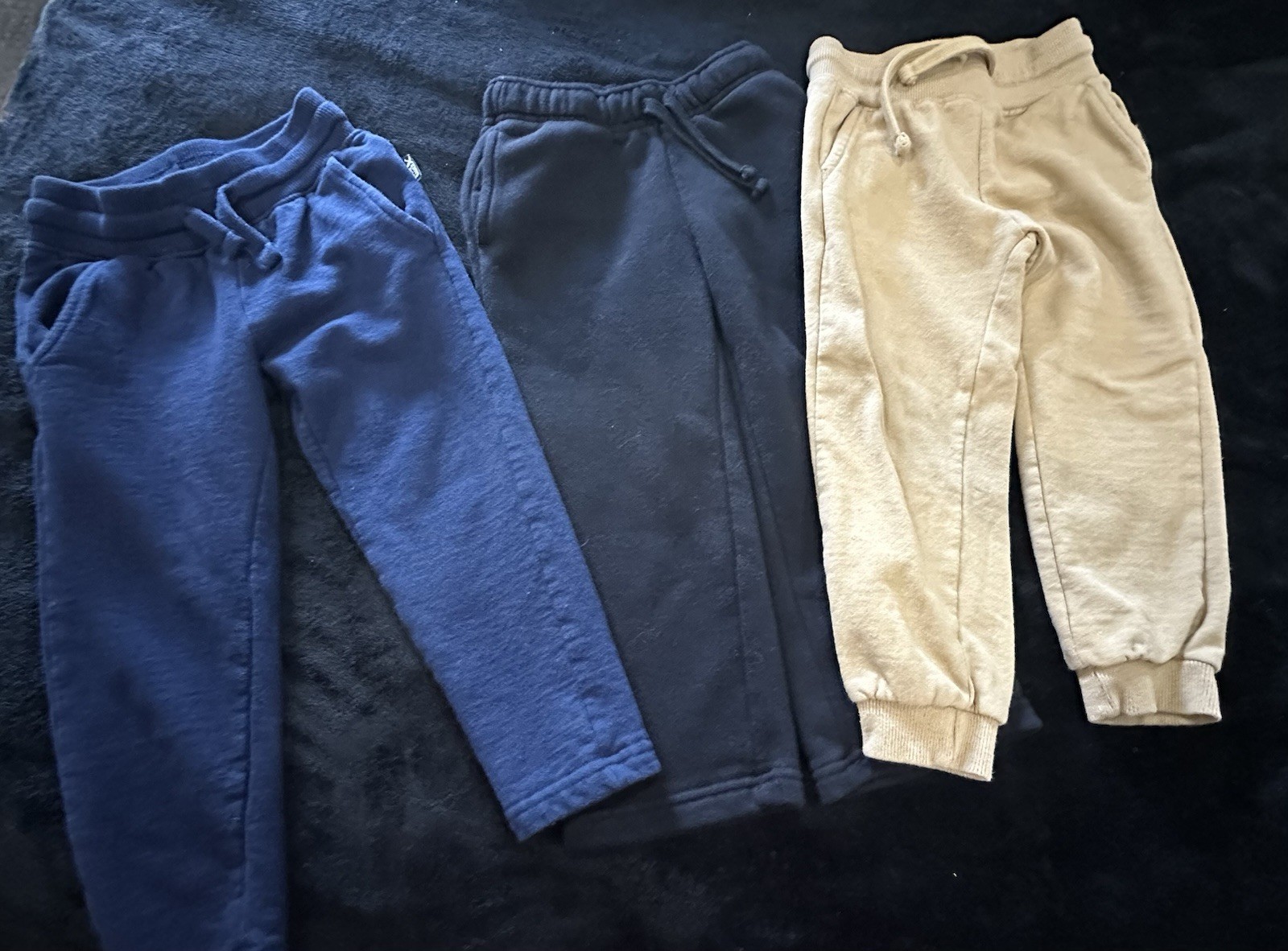 3- Eddie Bauer Boys Jogger Pants Blue/Beige/Black Cotton Pull-On Drawstring 4T