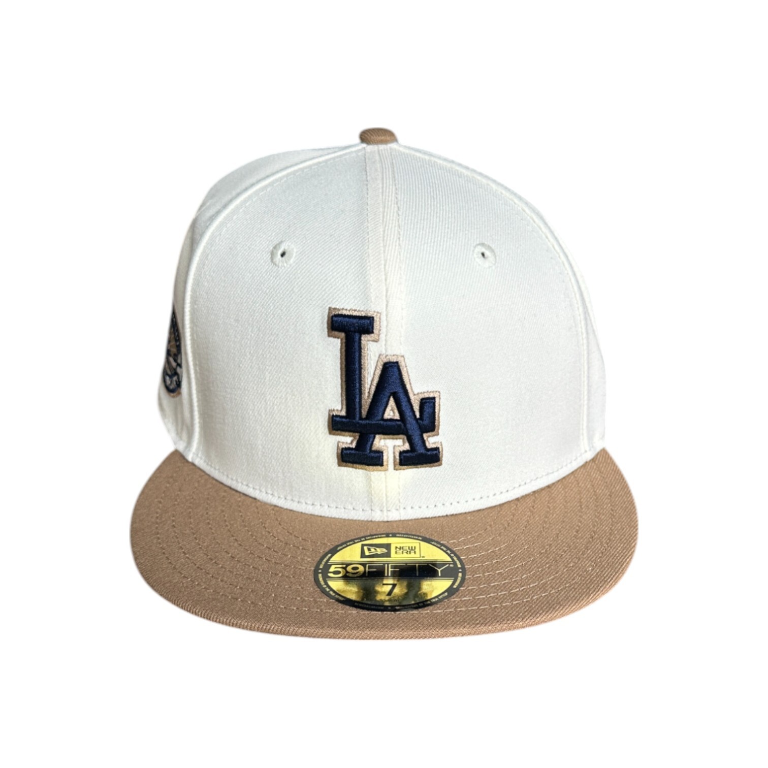 New Era Fiited 59Fifty Los Angeles Dodgers Off White Navy Brown Hat