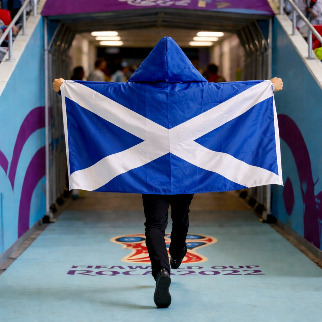 Scotland Soccer Fan Flag Cape With Hood | Worldcup Wearable Flag|One Size