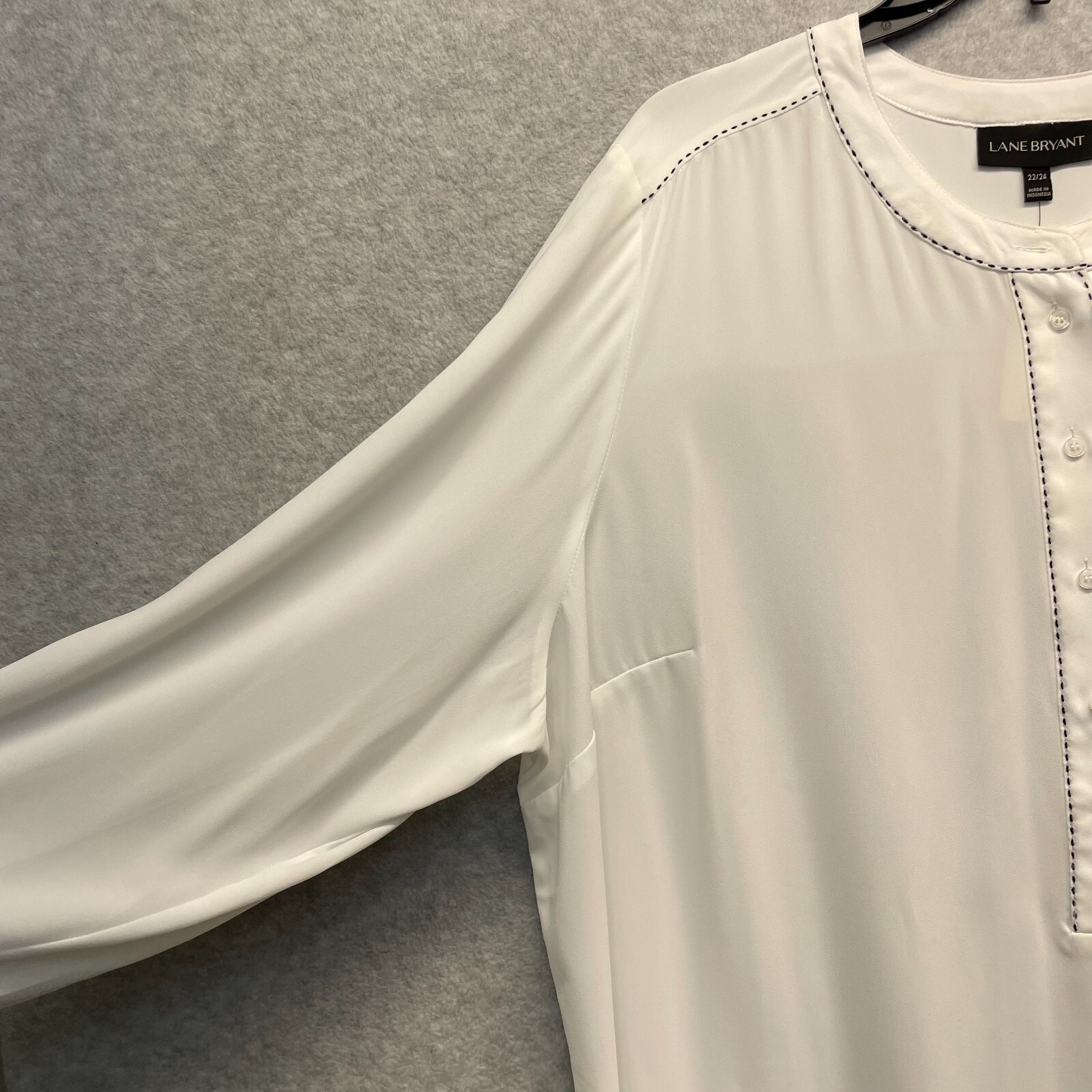 Lane Bryant Popover Blouse Womens Plus 22/24 White Lightweight Semi-Sheer