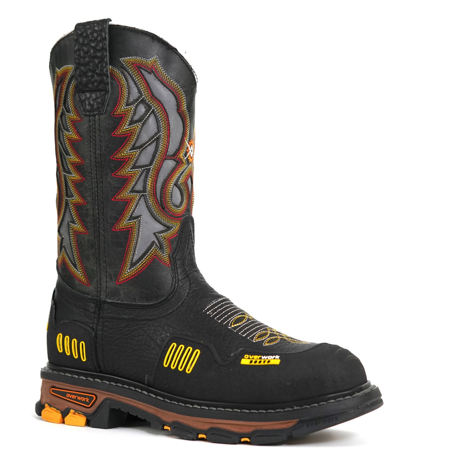 MEN’S STEEL TOE WORK BOOTS WITH MUDGUARD SQUARE WESTERN RANCH HEAVY DUTY BOTA