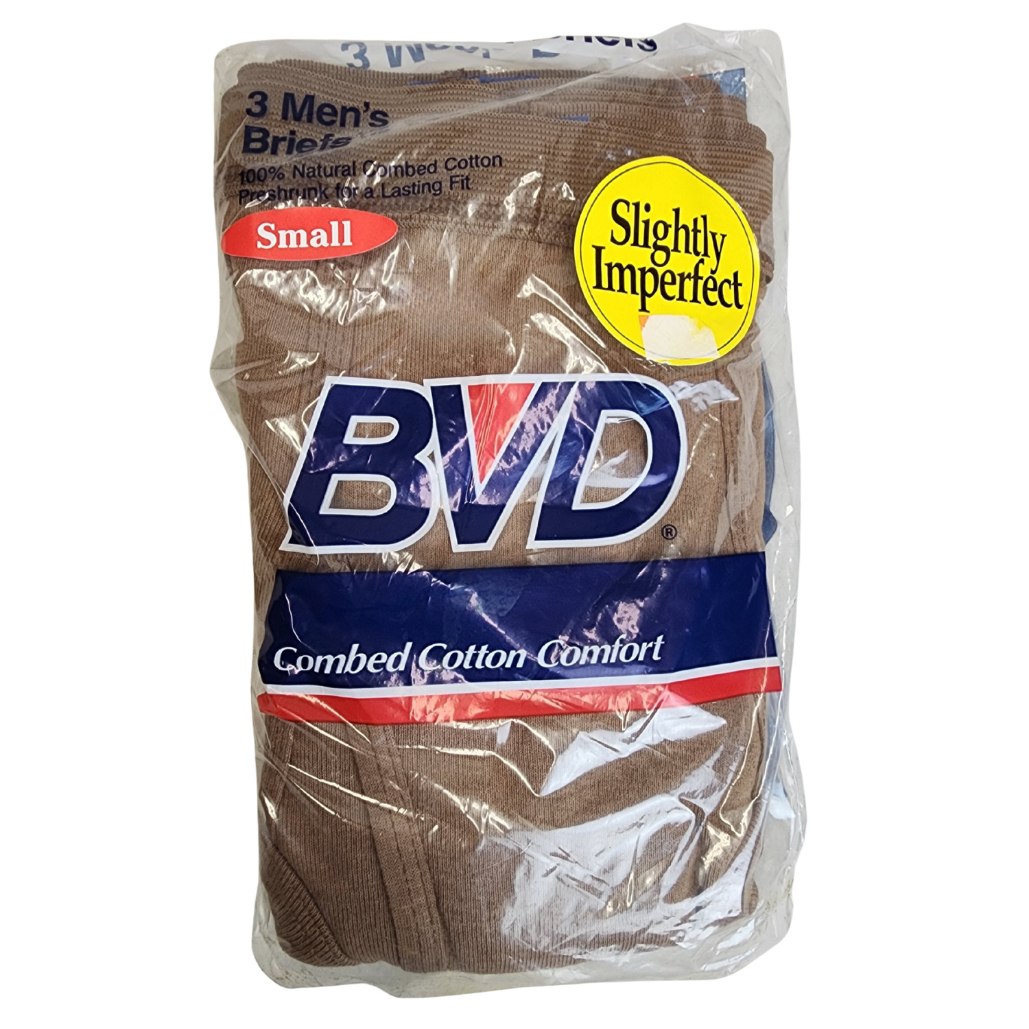 Men’s Brown BVD Cotton Underwear Briefs 3-Pack – New