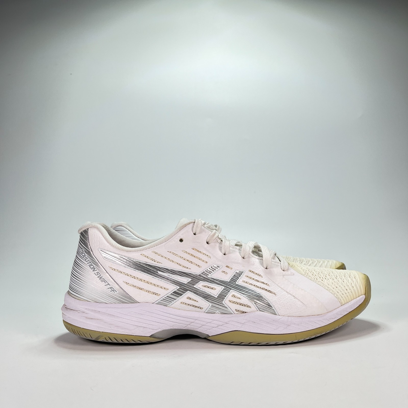 ASICS Solution Swift FF White Silver Lace Up Tennis Shoes 1042A197 Womens Size 9