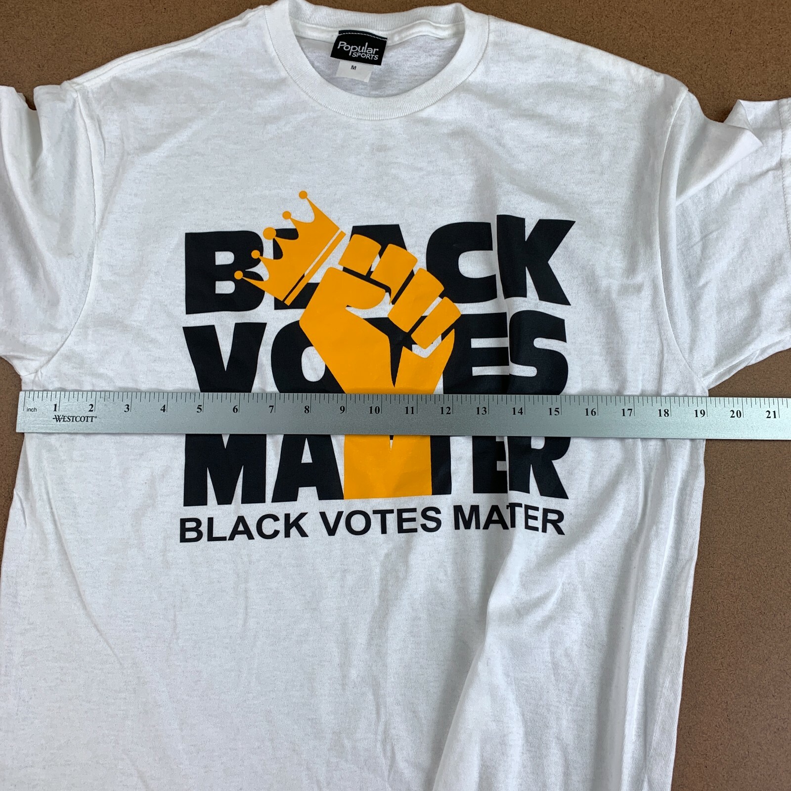Adult Size Medium White Black Votes Matter Graphic Print Short Sleeve T-Shirt