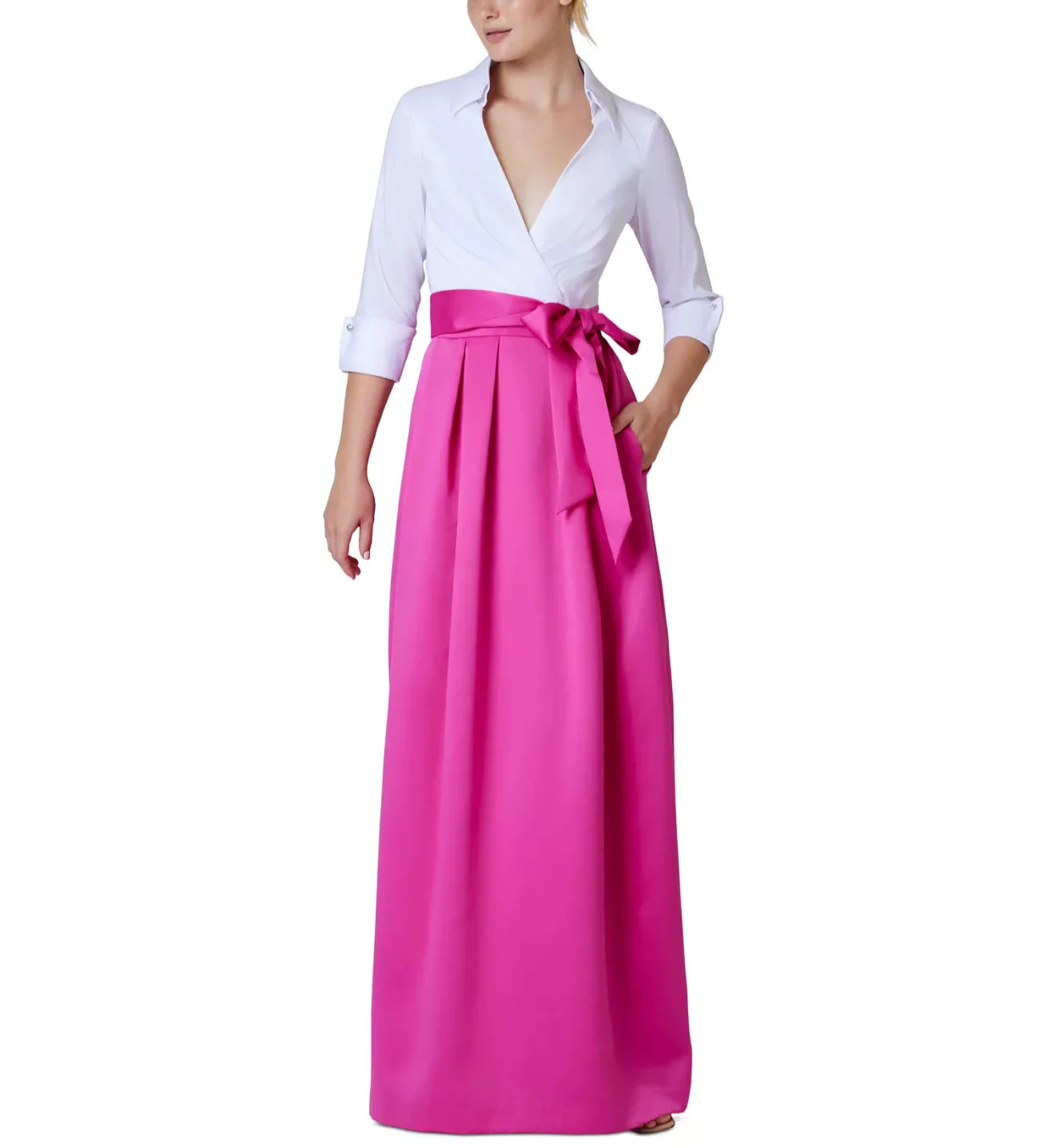 Jessica Howard Colorblocked Collared Evening Gown MSRP 189