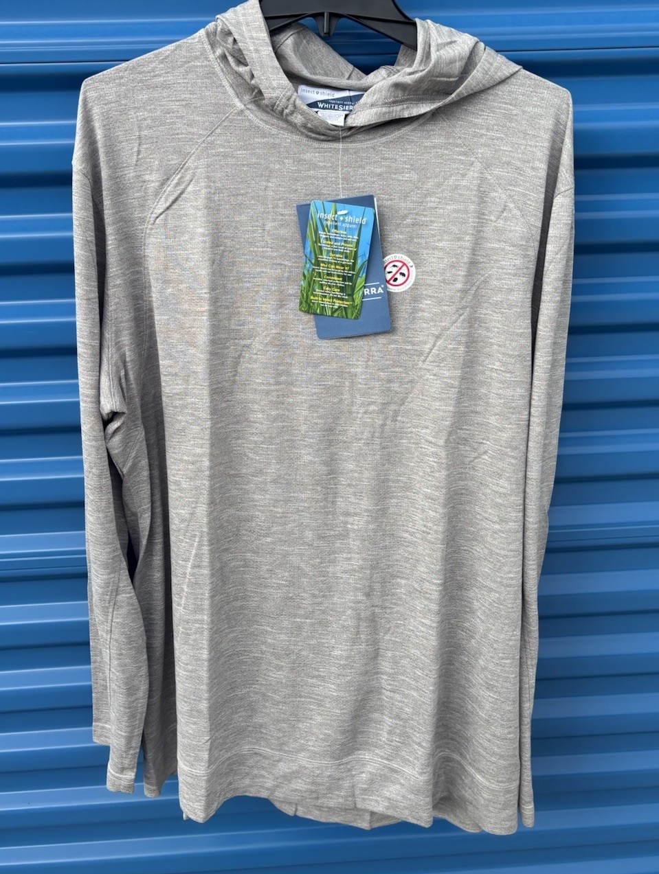 Insect Shield White Sierra Hood Pullover Gray Bug Free Base Camp Shirt