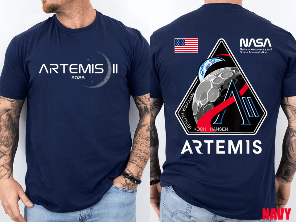 Artemis II Launch to The Moon Space Mission 2026 Front and Back T-Shirt