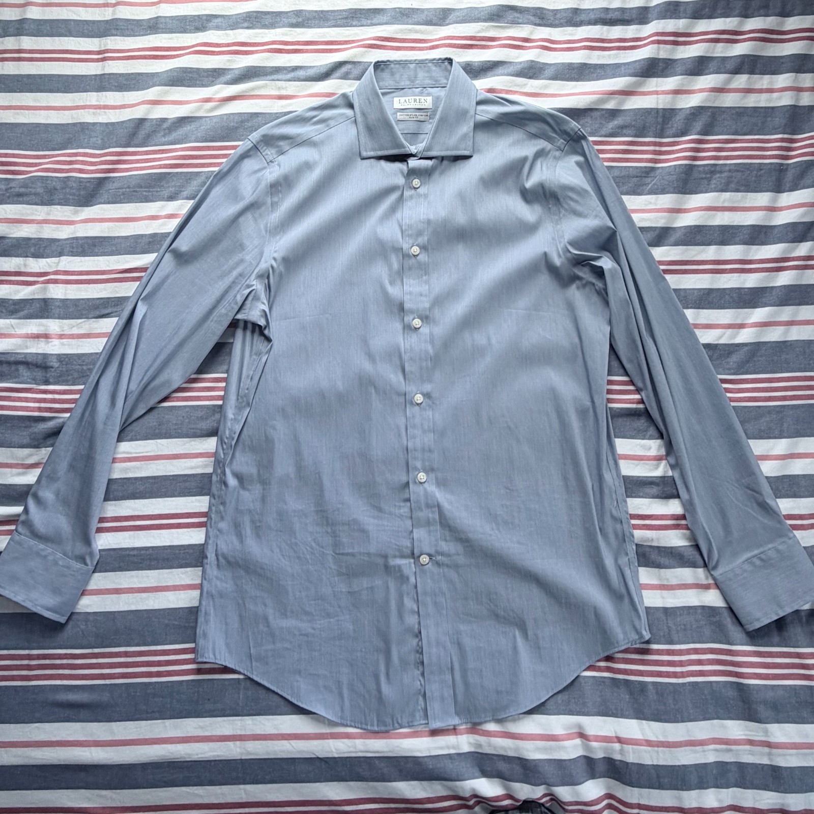 Lauren Ralph Lauren Button Up Dress Shirt Mens 15.5 15 1/2 32/33 Slim Fit Blue