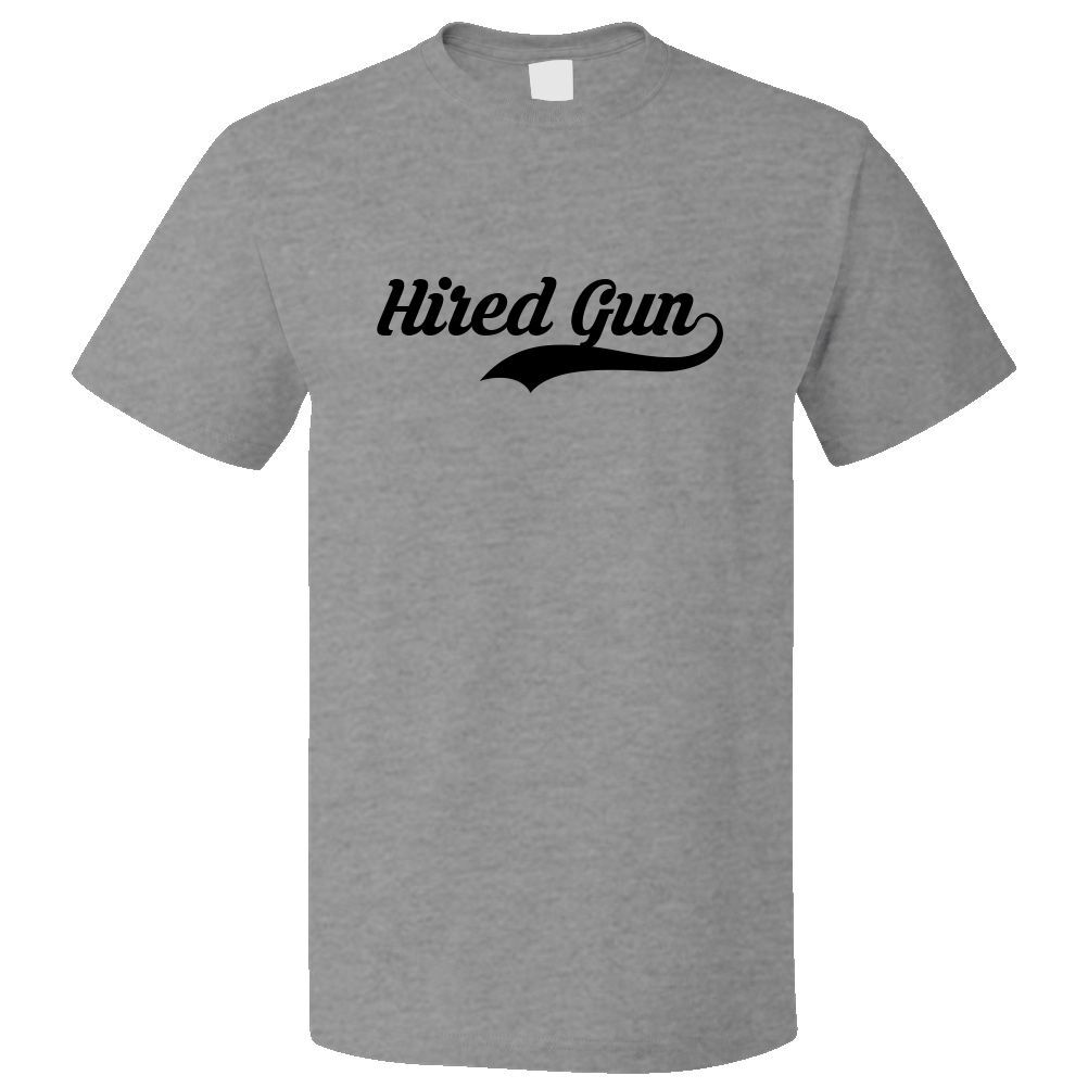 Funny Hired Gun Retro Old School T shirt Tee