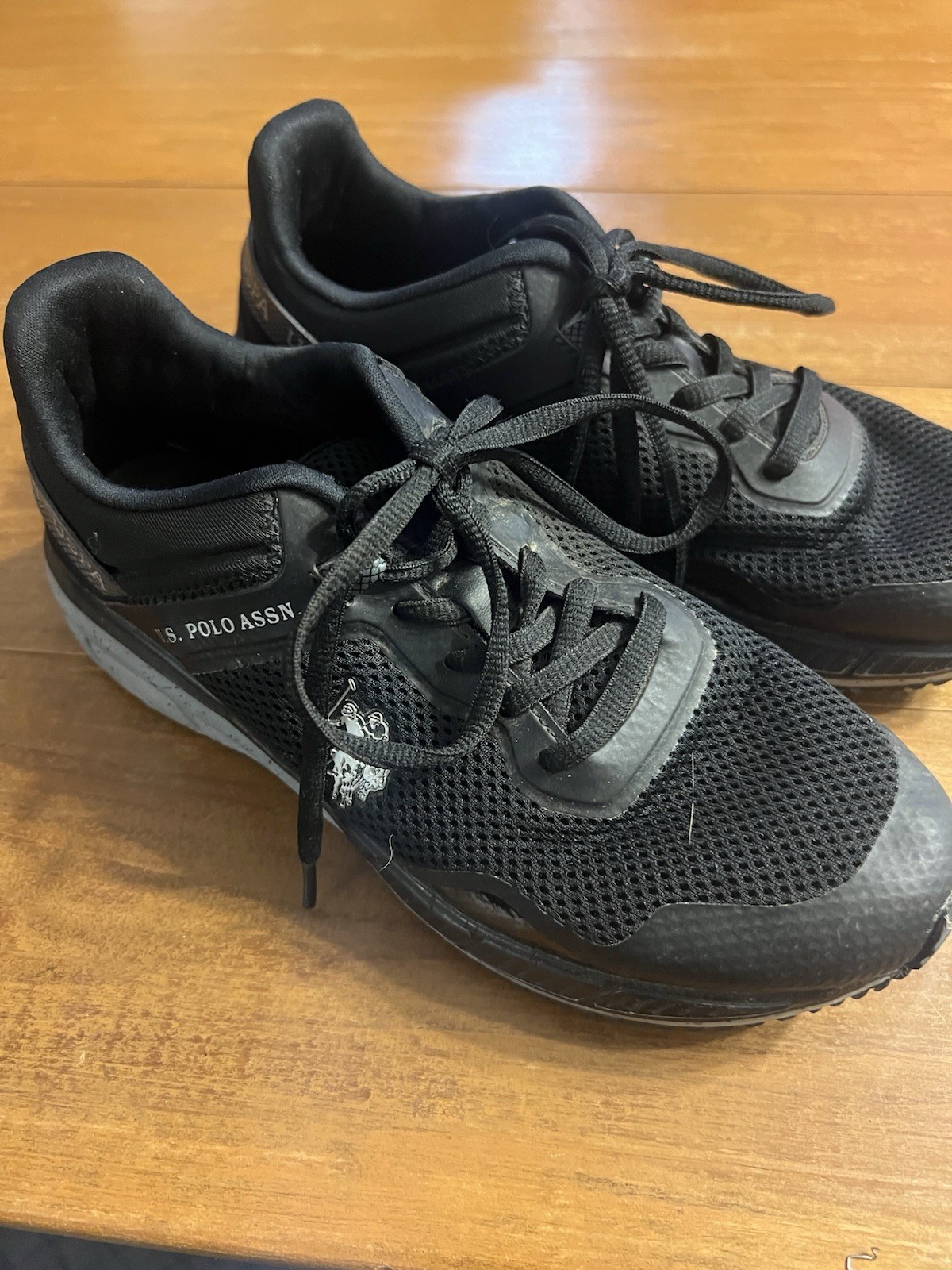 US Polo Assn Shoes Womens 8 Tennis Sneaker Comfort Black Fabric Lace Up Low Top