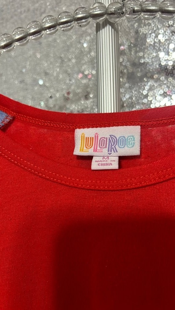 LuLaRoe Red and Blue Star Raglan Sleeve Shirt Size M