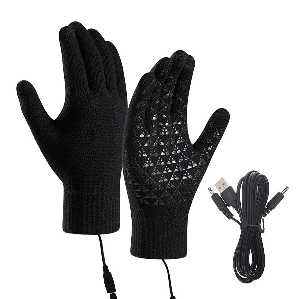Heated Gloves Electric Rechargeable Battery Hand Warm Windproof Thermal Winter