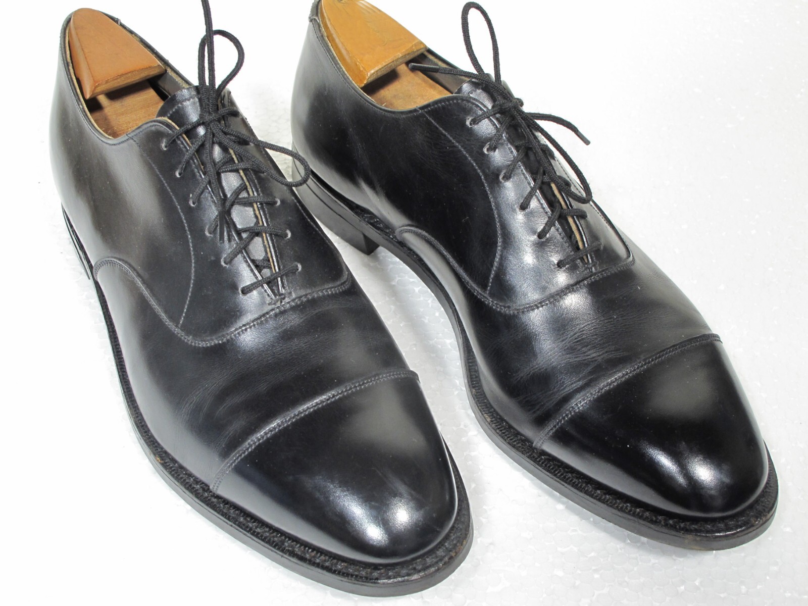 ET Wright Cordwainer Dress Shoes 11D Black Captoe Oxfords Goodyear Welt USA