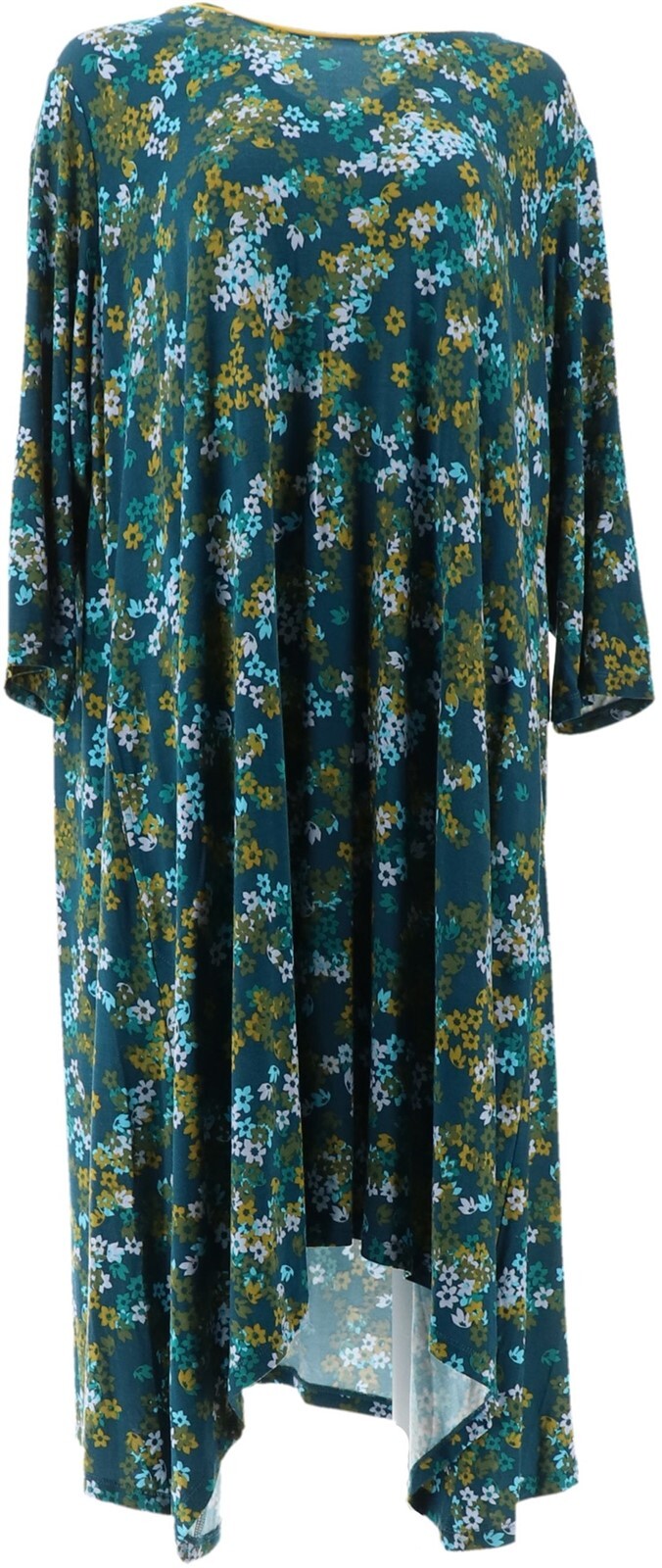 LOGO Lori Goldstein Printed Knit Scoop-Neck Dress Blue Lake M (494)