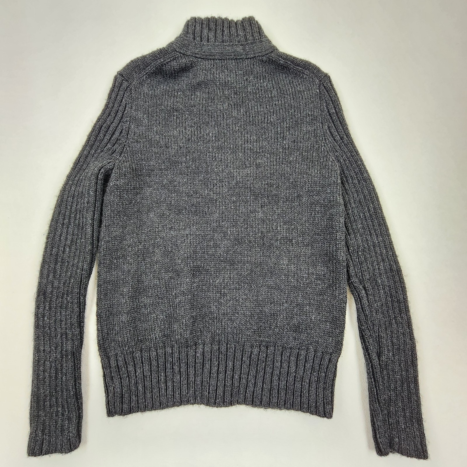 Banana Republic Mens Grey Wool Blend Full Zip Shawl Collar Fisherman Cardigan M